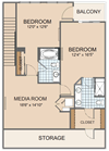 Parkside F Townhome Upper Floor Plan Parkside F Townhome Upper Floor Plan at The Residences at Park Place, Leawood, 66211